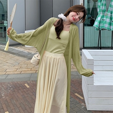 清冷系开衫披肩吊带半身裙套装女夏松驰感流行爆款三件套千金风，女装套装/套裙，浙宝305