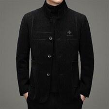 冬季休闲羊毛毛呢大衣时尚中年男加棉加厚外套上衣YYN6036-P220图片
