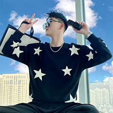 AW106/P75控105秋季社会小伙圆领套头满天星痞帅百搭卫衣男，男装卫衣，星座305B-1