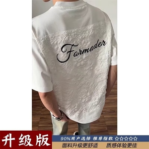 短袖t恤男潮牌夏季宽松五分袖2025年红潮流ins简约印花上衣图片