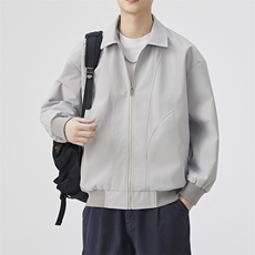 秋季新款宽松衬衫领夹领克男纯色上衣外套DSA157B-JK7924-特P45，男装夹克，电商A157B