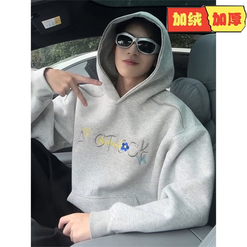 流行文艺新款原宿ins连帽卫衣气质潮流慵懒百搭时尚日系简约图片