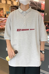 PL57071-P35 翻领短袖polo衫男大码胖子半袖t恤男有领保罗衫 模特图片