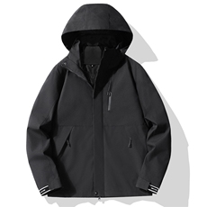 2025年秋季长袖直筒型时尚百搭通勤情侣款冲锋衣，女装短外套，宏恒