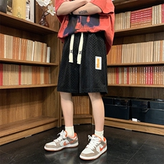 棋盘格短裤男夏季潮休闲沙滩裤贴标美式五分裤子K09-P40-控68，男装休闲裤，星座816A（原B366）