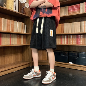 棋盘格短裤男夏季潮休闲沙滩裤贴标美式五分裤子K09-P40-控68图片