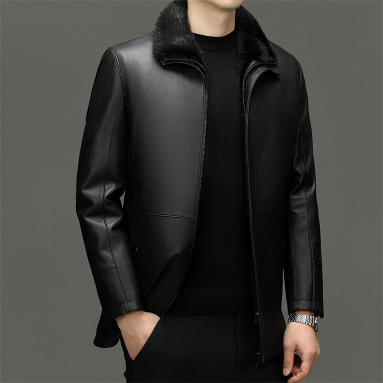 BG-H81003冬季新款男士真皮头层绵羊皮貂皮大衣男装皮风衣水貂胆,男装风衣,电商B360