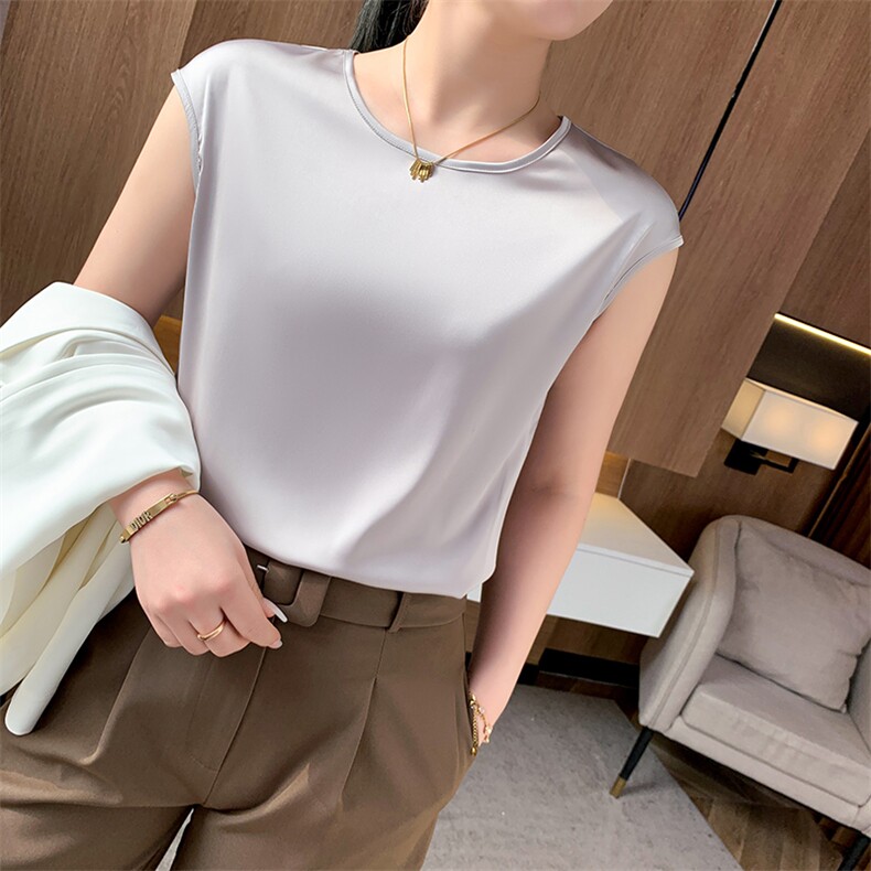 重磅真丝吊带背心女西装内搭桑蚕丝T恤宽松打底衫无袖上衣夏,女装背心吊带,朝贺羊绒