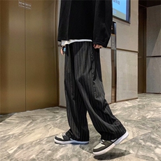 条纹休闲裤子男韩版ins潮流百搭春秋季港风宽松阔腿直筒K203-P35，男装休闲裤，星座1008