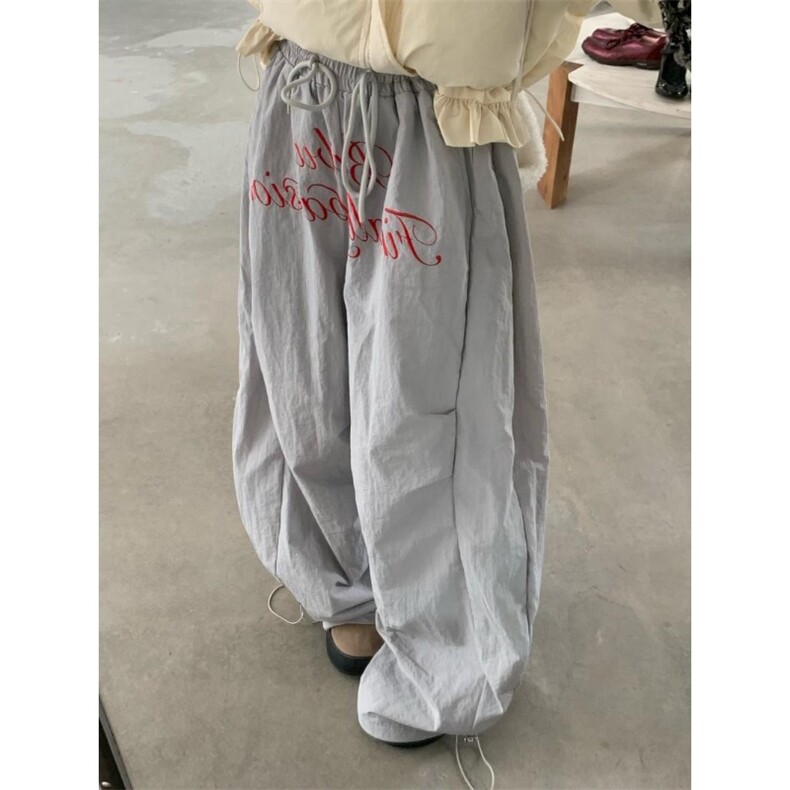 B3001-P49美式复古字母棉裤男女冬季设计感加绒加厚弯刀裤，男装棉裤，电商B323A