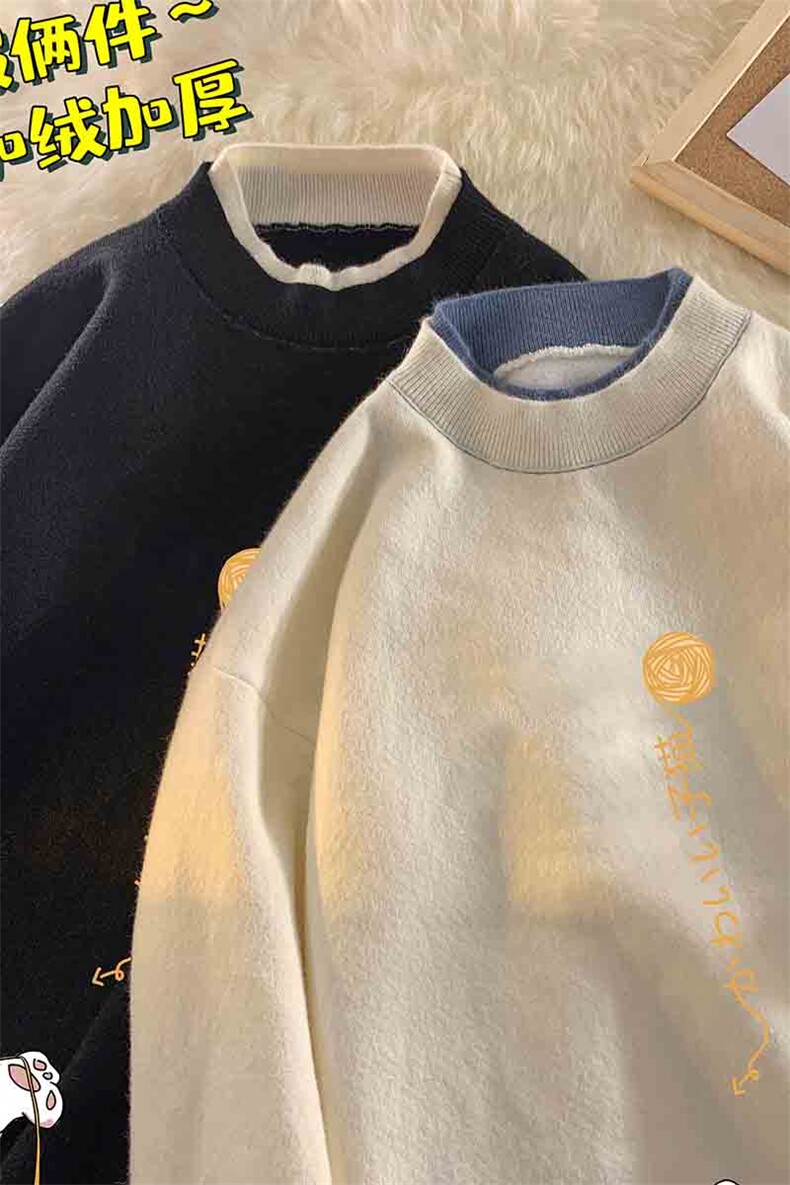 控78假两件毛衣男大码加绒针织衫男毛线衣M80013-P55加绒P70,男装针织衫/毛衣,电商A040