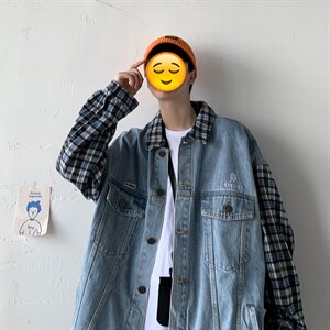 【】A003-HJ5125-P95新款牛仔夹克接拼假两件 几物图片