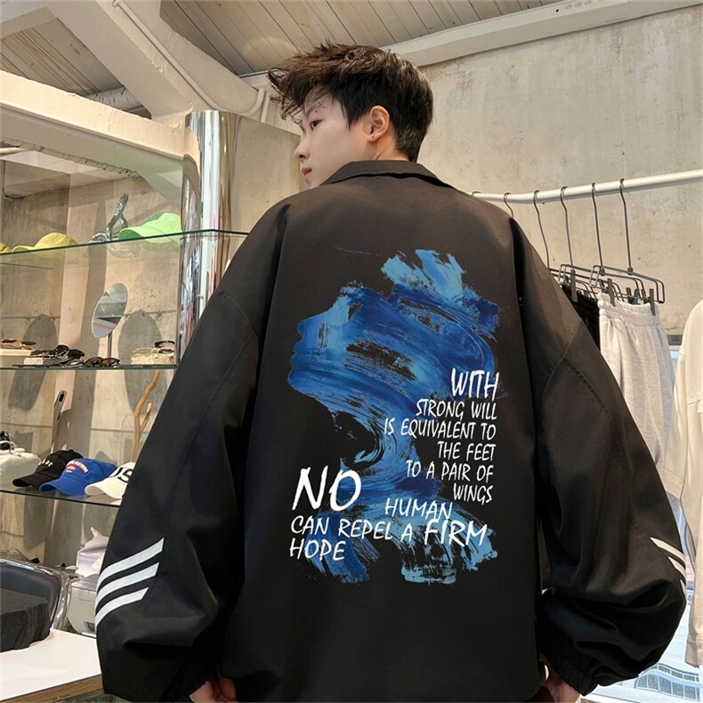 电商DSA028-JKHP1049P60100聚酯新款港风条纹工装夹克男控88,男装夹克,电商A028