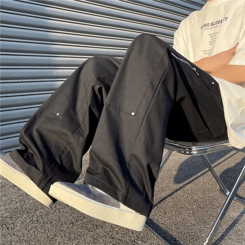 2023春秋季日系复古抽绳宽松裤男韩版直筒大码工装长裤K0023-P40,男装休闲裤,星座308B-1