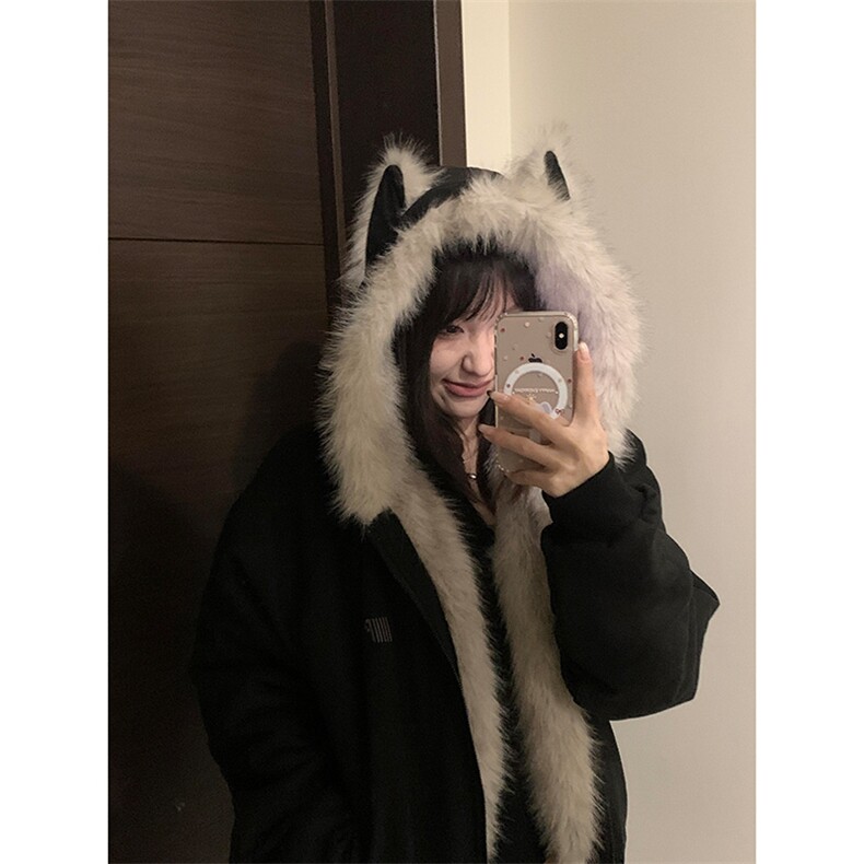 [网图]座山雕美式复古毛领棉服冬季猫耳外套5D4092-TP100178,男装棉衣,电商A102