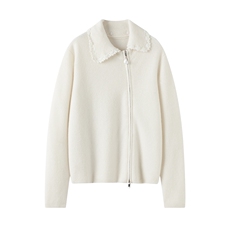 2025年秋季通勤常规单件娃娃领可拆斜拉链双开衫，女装羊绒衫，暖习羊绒