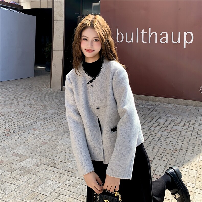 有货70%羊毛小香风双面尼大衣2C090-8956-P215-K328,女装毛呢外套,2C090