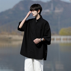 8XL-M中山领新中式短袖衬衫大码痞帅休闲半袖垂感衬衣DC5002/P50，男装衬衫，电商B238