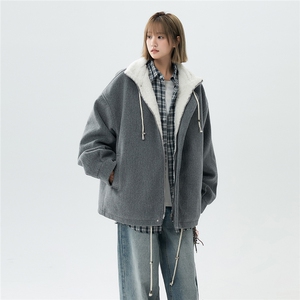 抽绳立领呢子羊羔绒内胆棉衣宽松加厚保暖抗寒棉服A170-N65-P125图片