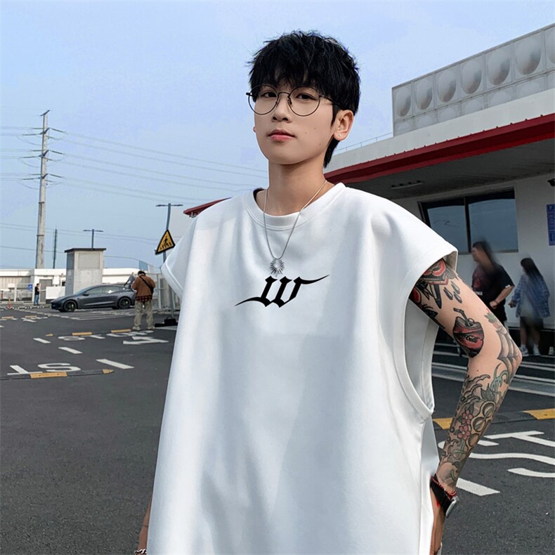 12025夏季新款男士印花麂皮绒无袖T恤百搭背心TLBX15特P18,男装T恤,电商B220