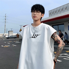 12025夏季新款男士印花麂皮绒无袖T恤百搭背心TLBX15特P18，男装T恤，电商B220