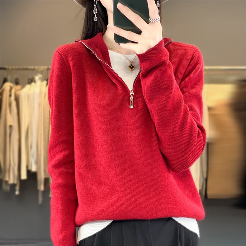 秋冬季新款纯色毛衣女长袖宽松显瘦百搭上衣,针织衫/毛衣,贵皇网供仓