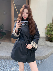 格纹拼接黑色皮衣外套女秋2025新款高级感宽松休闲酷飒风pu皮夹克，女装皮衣，浙宝192（原082）