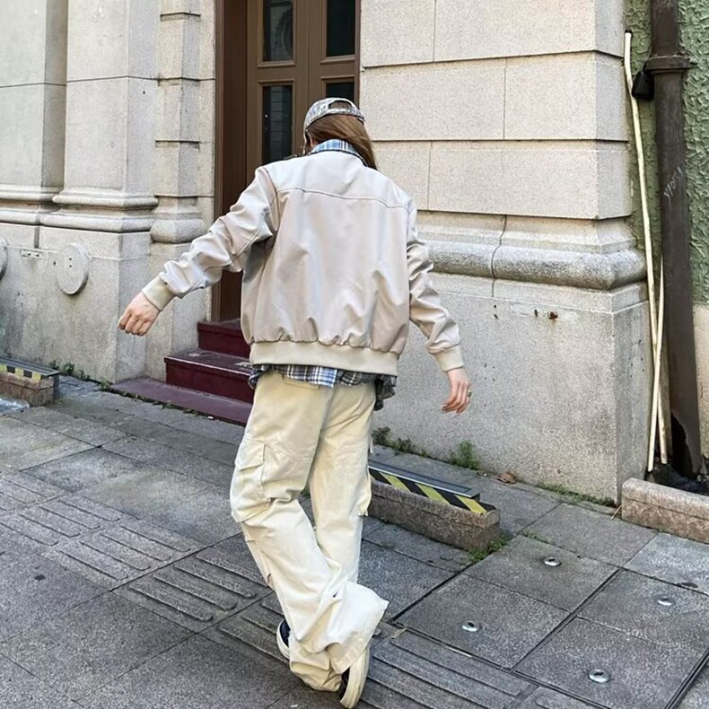 格子拼接假两件外套男潮牌设计感痞帅翻领夹克春季时尚情侣棒球服,男装夹克,星座218-8