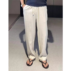 天丝亚麻夏季老钱风休闲裤子男宽松轻奢长裤子K331-P50，男装休闲裤，星座1004-3
