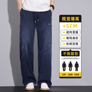男士裤子春夏款高级感潮牌宽松直筒显高拼接工装裤男款Z2606-P55图片
