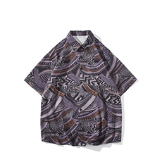 精品花衬衫男短袖夏季痞帅休闲上衣服外套翻领大码衬衣A012/P35，男装衬衫，电商A012