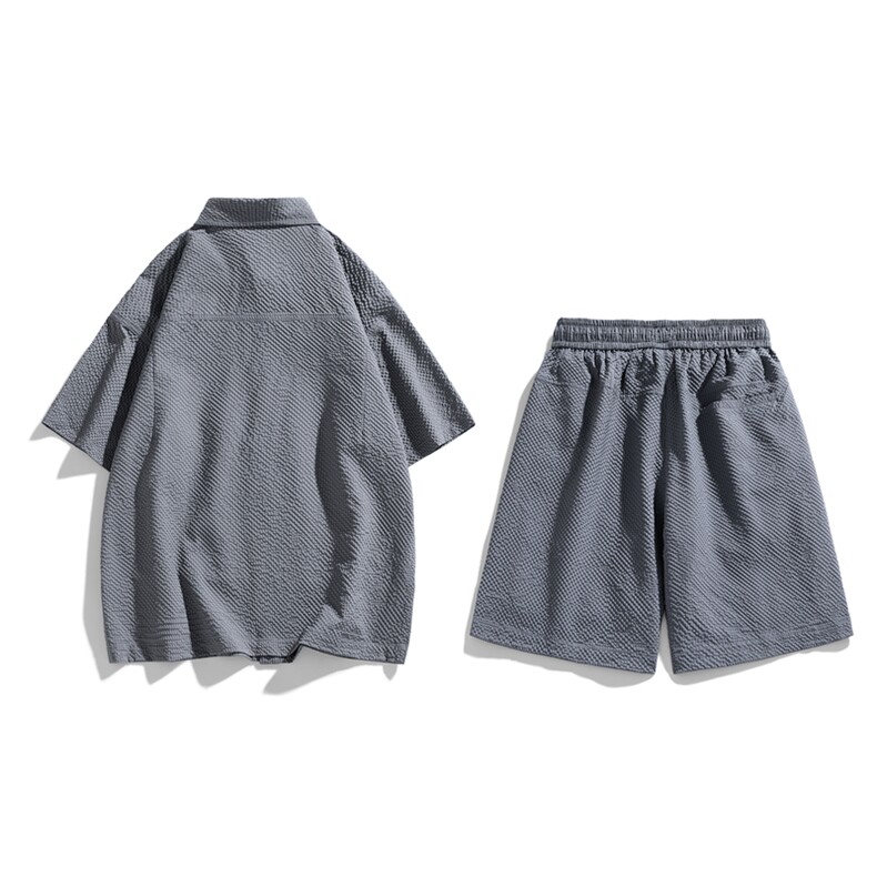 短袖衬衫套装男夏季短袖青少年短裤潮牌两件套TZ075-P80,男装牛仔裤,星座308B-2