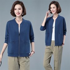 2021年秋季新款卫衣/绒衫长袖纯色开衫外套，女装卫衣/绒衫，简韵佳