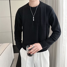 秋冬款男圆领套头毛衣条纹立体针织衫外套M570P55，男装针织衫/毛衣，星座1013-1
