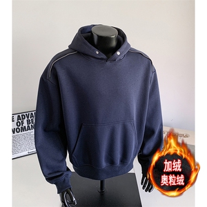 卫衣500克重磅加绒奥粒绒无帽绳拉链连帽硬挺外套男 RH5307JR-P60图片