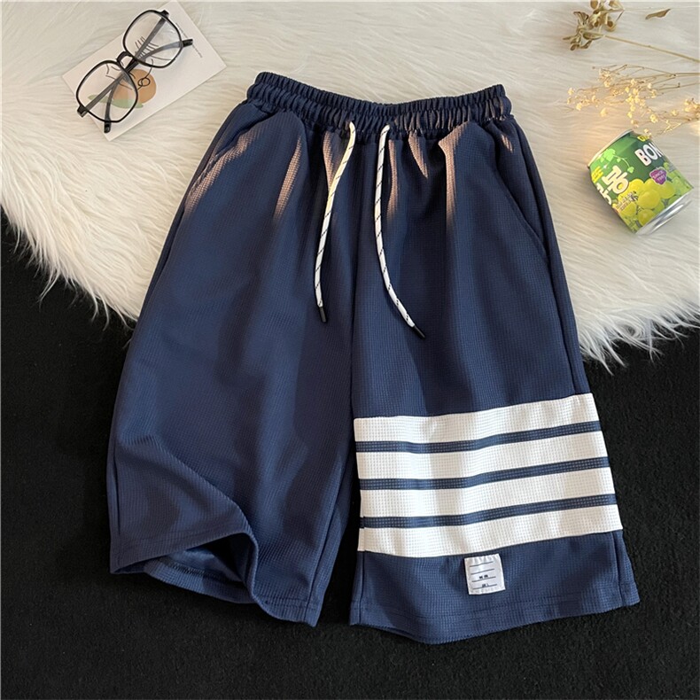 华夫格短裤男夏季速干四条杠条纹五分裤运动休闲中裤DK06553-P28,男装休闲裤,星座308B-2