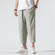 风日系夏哈伦裤灯笼裤休闲裤阔腿裤运动大码棉麻裤男922P45，男装休闲裤，钱塘788(原4013)