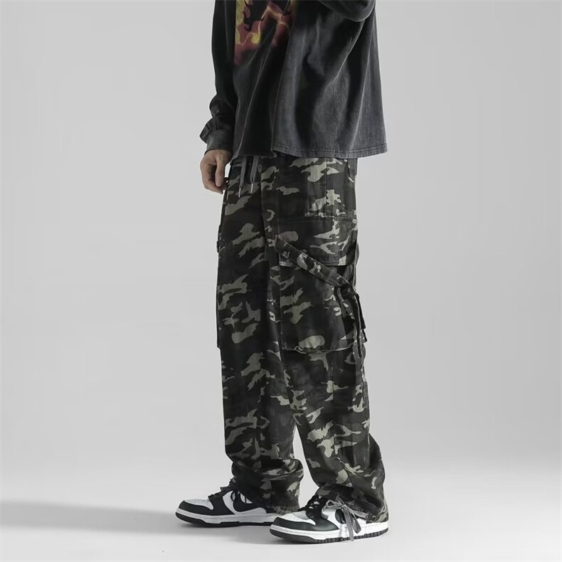 美式工装裤男秋季oversize潮牌休闲迷彩长裤直筒阔腿裤K7523-P48，男装工装外套，星座1008-1