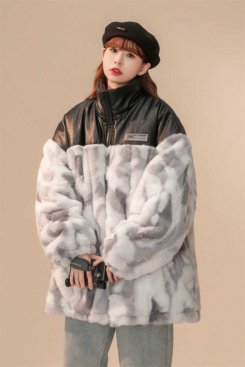 1中性风鳄鱼纹PU皮棉衣女拼接棉服女毛绒外套女8717P138控188,男装棉衣,星座226-2