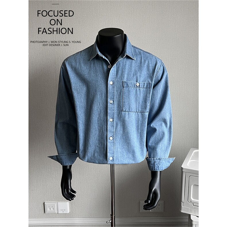 2026男士宽松牛仔衬衫浅蓝S132/P6895，男装衬衫，电商A242