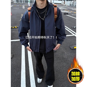 现货冬季美拉德立领飞行夹克廓形高街棒球服加棉加厚棉衣外套,米黄色毛呢大衣怎么搭配好看图片