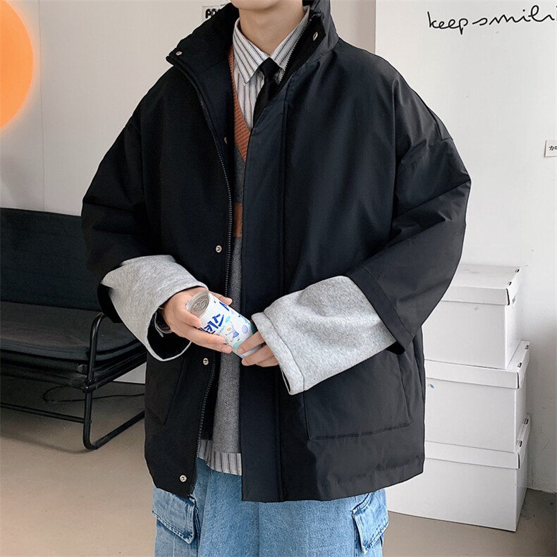2023冬装男士纯色棉衣假两件袖子拼接棉服外套潮 A071-Y271-P120图片