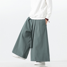2025秋冬汉服唐装风棉麻阔腿裤马面裤K371加绒P65-常规P55，男装民族服装，电商A057B