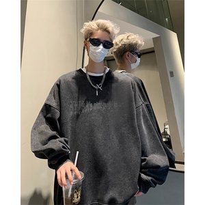 男装卫衣 美式复古宽松长袖t恤 水洗做旧体恤 XZ514-2-SX2223-P58图片