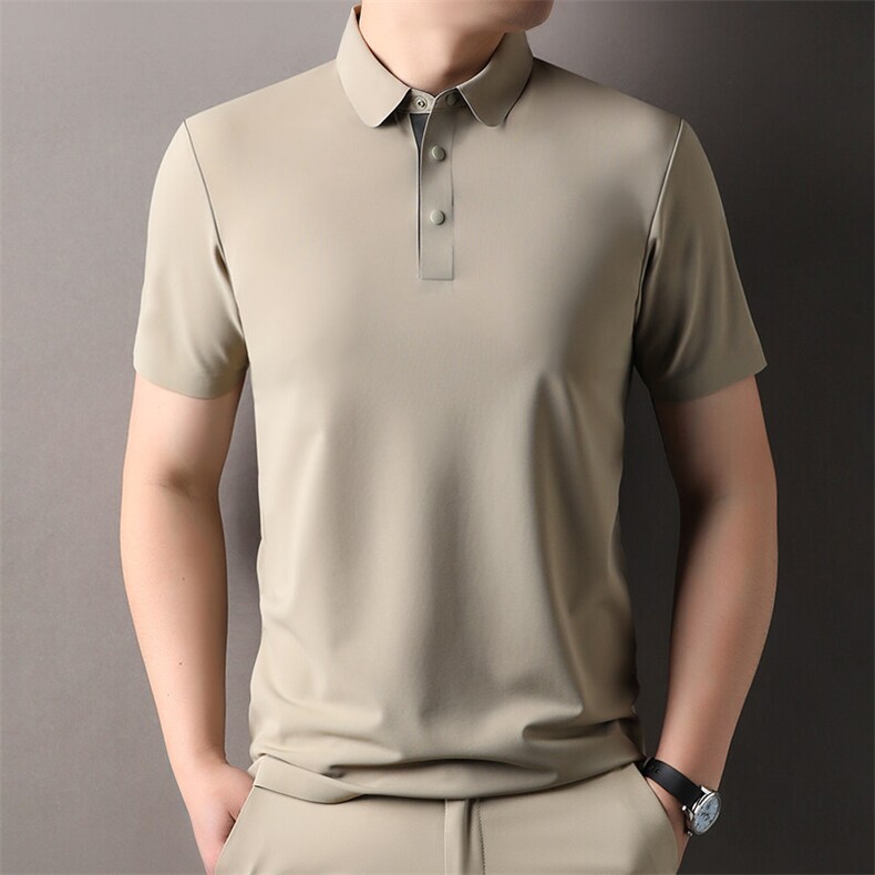男士短袖T恤宽松翻领夏季新品中年商务休闲纯色无痕POLO衫薄，男装T恤，电商B212（原钱塘6029）