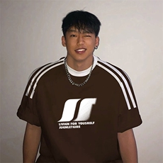 夏季美式高街重磅纯棉三条杠织带撞色男女短袖T恤ZD337-特P30，男装T恤，电商A486