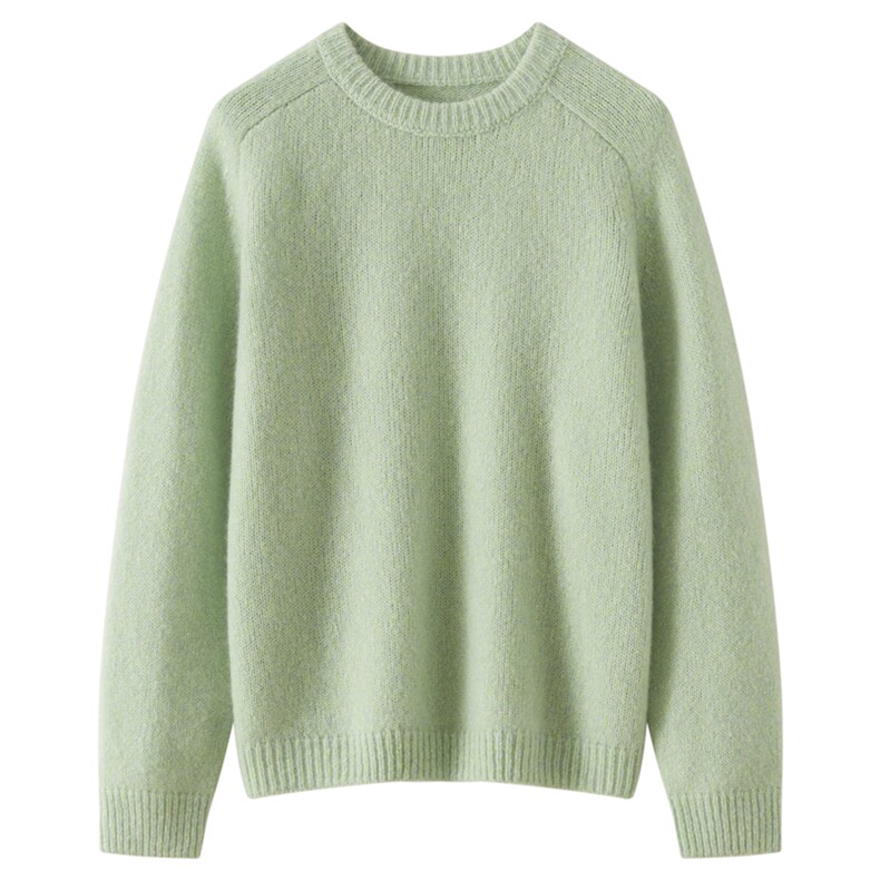 羊绒衫女100山羊绒针织衫2025秋冬新款圆领加厚直筒套衫简约毛衣，女装针织衫/毛衣，多娇羊绒