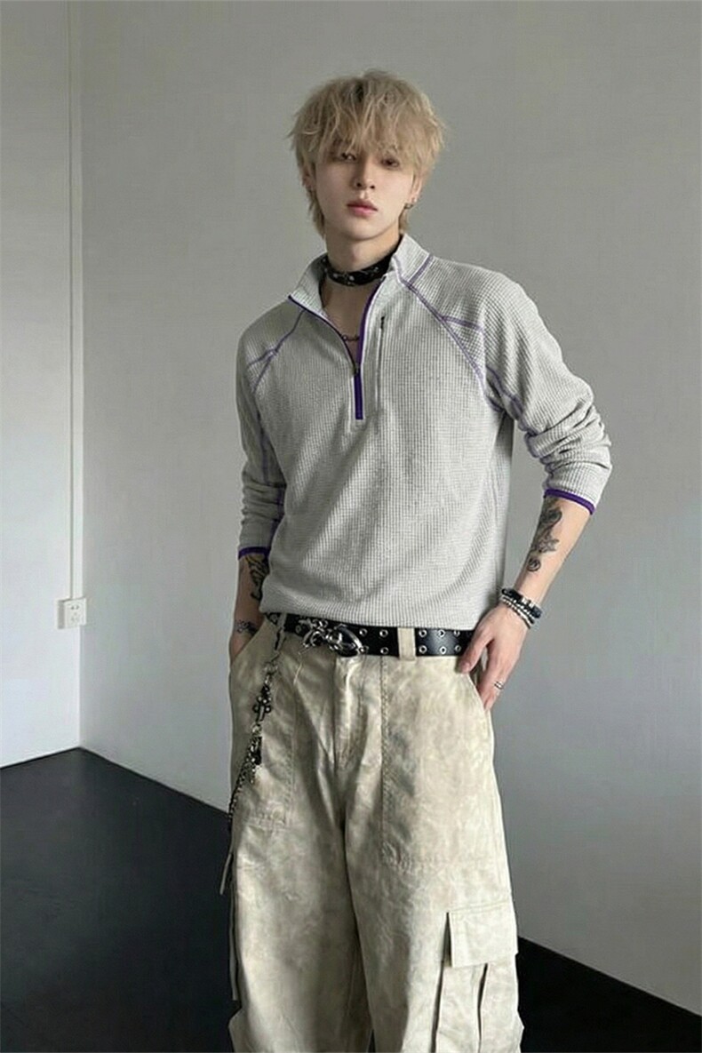 春季哈苏线撞色长袖T恤户外正肩内搭上袖卫衣男C64163-TP4588,男装T恤,电商A102