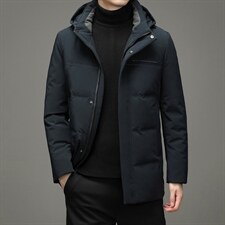 21新款中年羽绒服可脱卸帽男中长款休闲商务冬装外套HM2370-P305，男装羽绒服，电商B212（原钱塘6029）