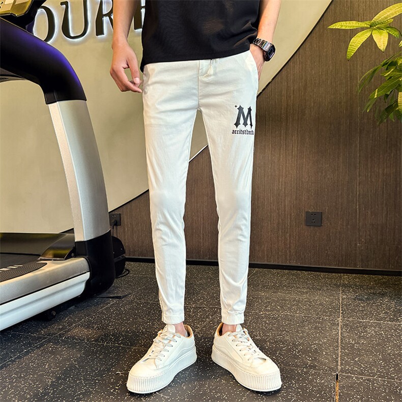 2025夏季新款男士修身小脚休闲裤百搭九分裤社会小伙潮901K331P45图片